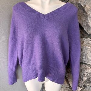 Primark Oversized Lilac Purple V-Neck Women's Slouchy Soft Long Sleeve Sweater